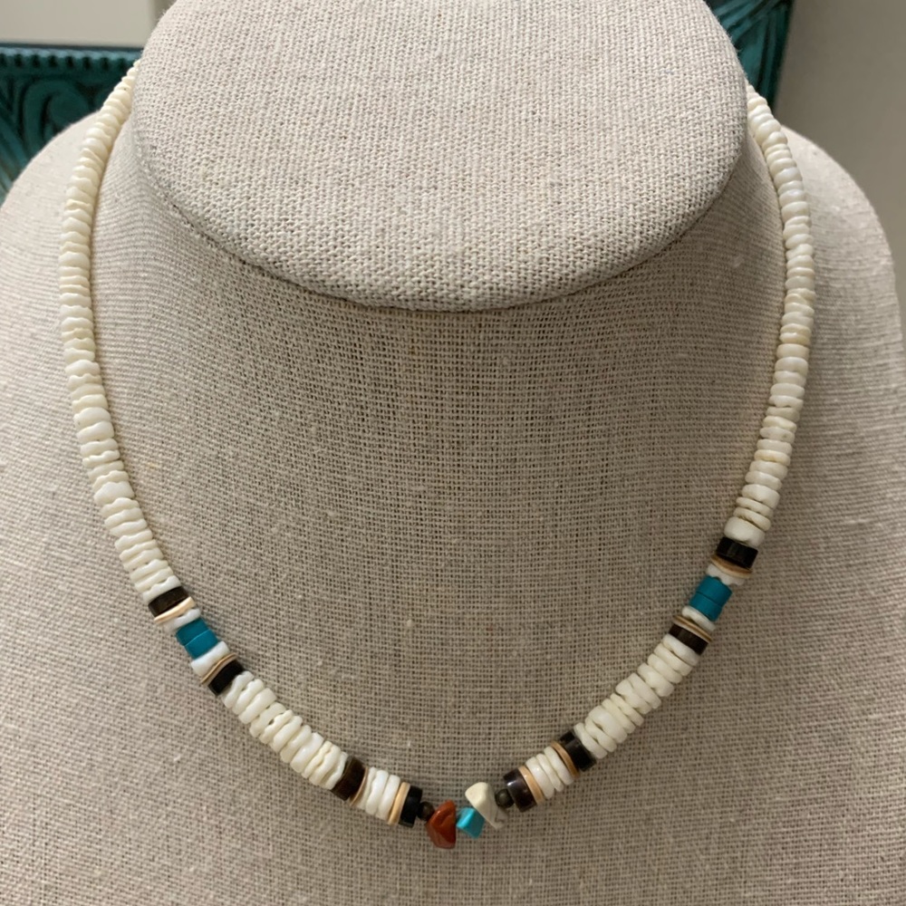 Navajo made shell and stone necklace